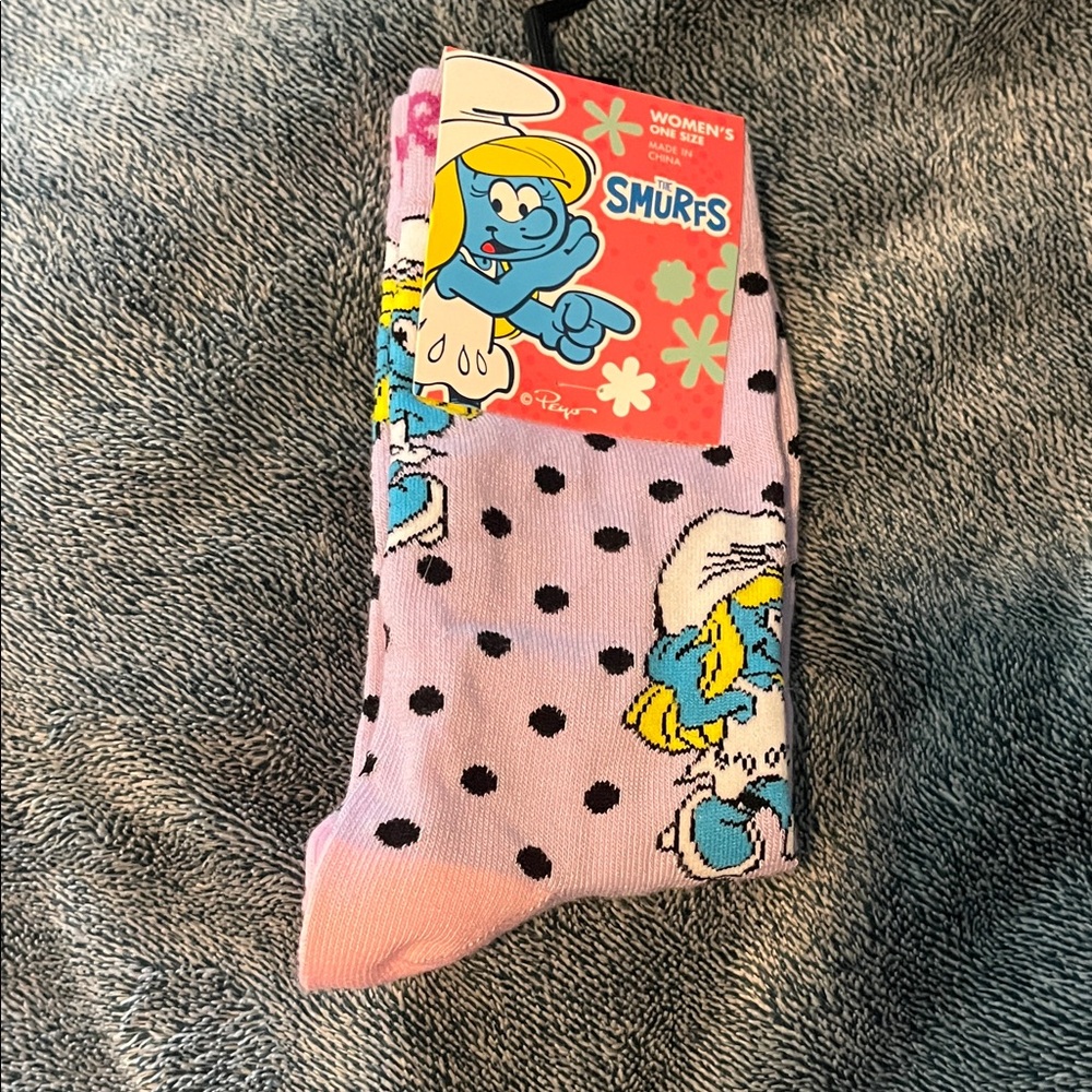 Smurfs Women's Pink Polka Dot Socks